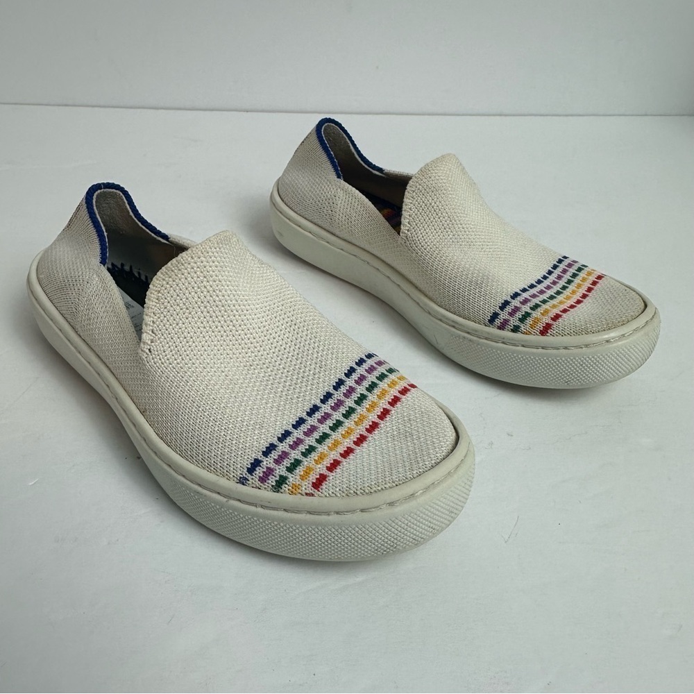 Rothy's The Kid White Rainbow Knit Slip On Sneaker Unisex Toddler Size 11 Shoes